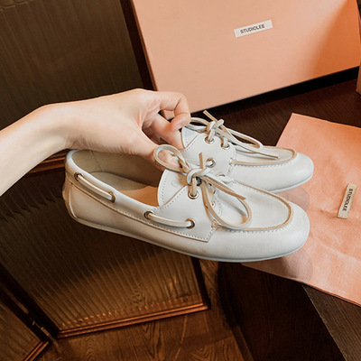 真皮厚底乐福鞋女2025新款