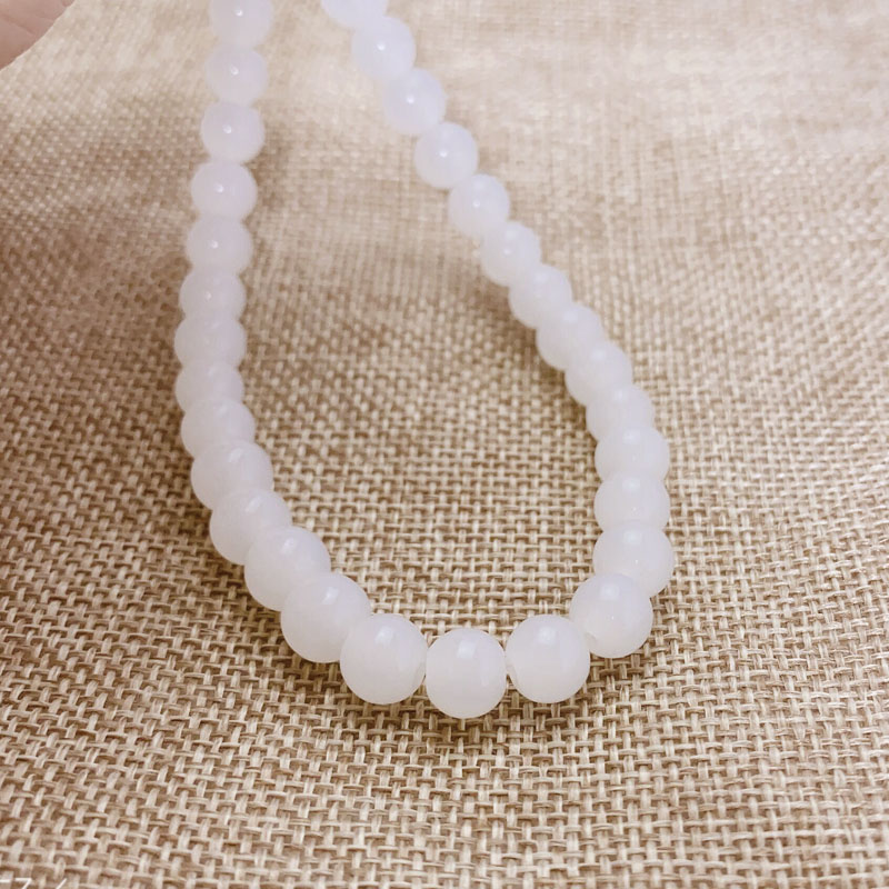 白玉珠(玻璃)仿玉珠水晶散珠子DIY饰品配件串珠材料圆珠隔珠