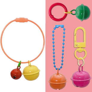 彩色钢丝绳钥匙扣烤漆圈环钢丝绳圈包胶钢丝绳扣钥匙圈门扣铃铛