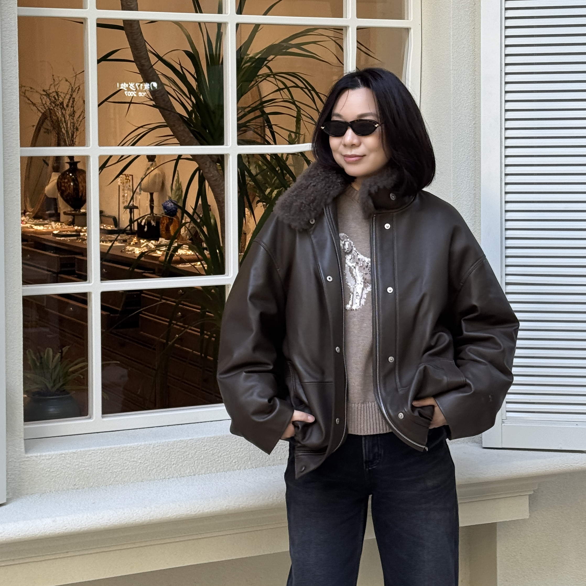 Q姐“大表姐”白鹅绒羊绒毛领皮羽绒皮草外套 52C1535