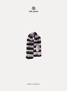 Q姐”小龙猫“双面加厚獭兔毛交叠式柔软围巾 52S1252