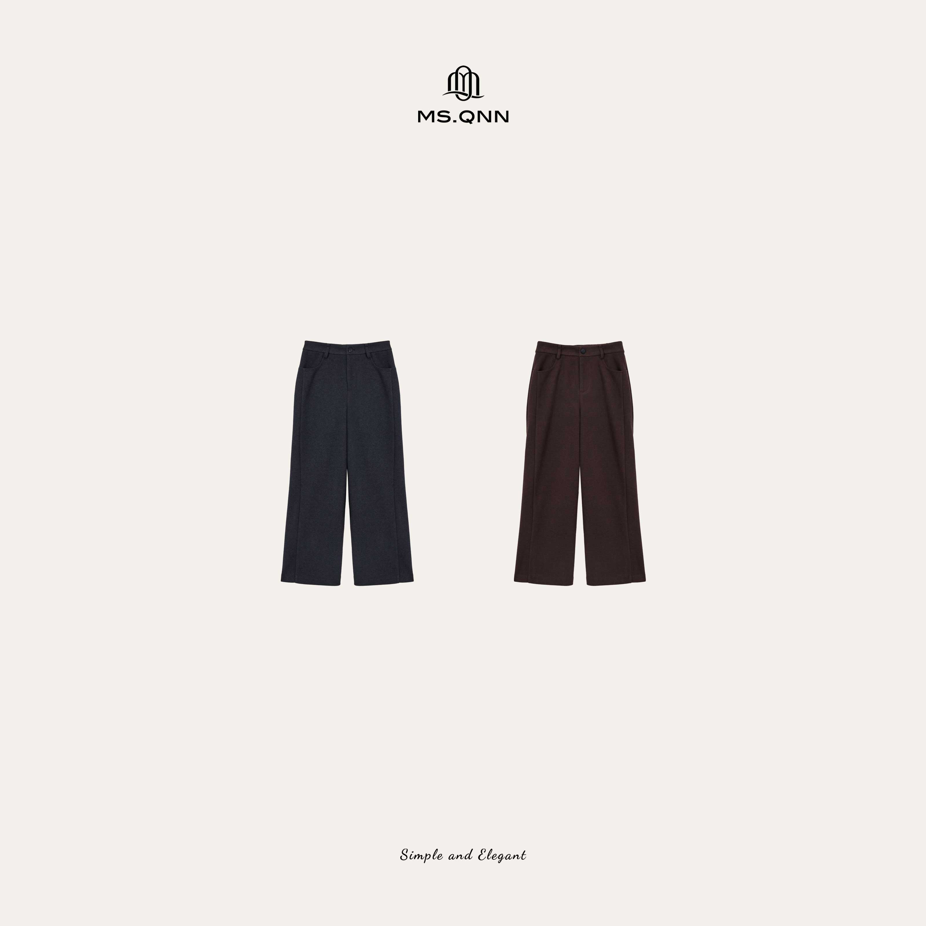 Q姐“漫步冬日”醋酸羊毛松紧腰大气质感休闲裤 52P939