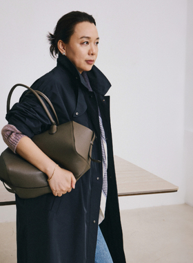 Q姐“旅人日记”宽松廓形显瘦气质中长款风衣外套 5001C