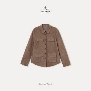 皮衣 Q姐 高定超薄进口绵羊皮衬衫 温哥华 53C537 老钱系列