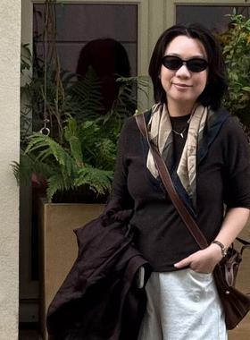 Q姐“优雅星空”精纺桑蚕丝羊毛亮片长袖针织衫 52T628