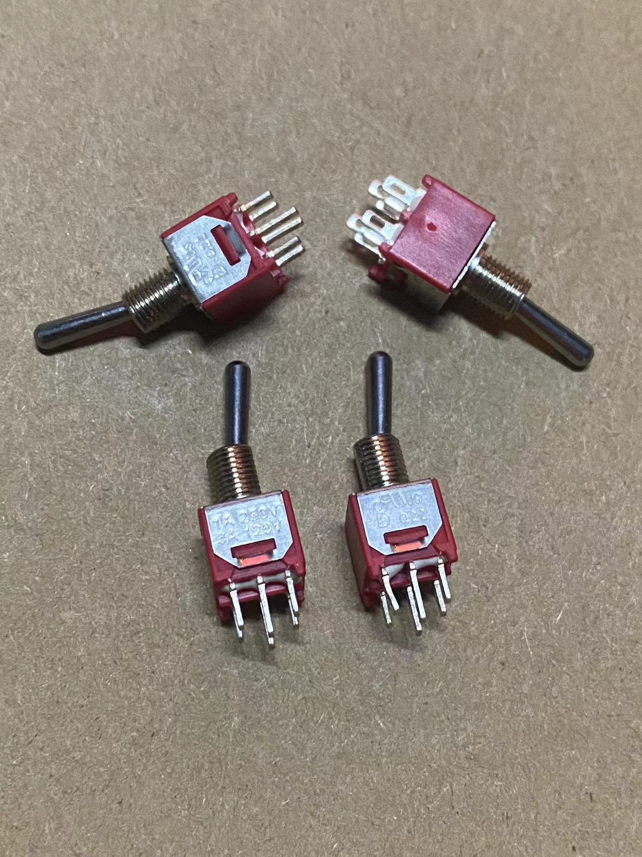 台湾德利威钮子开关Q22系列摇臂开关6脚2档迷你款钮子开关1A250V