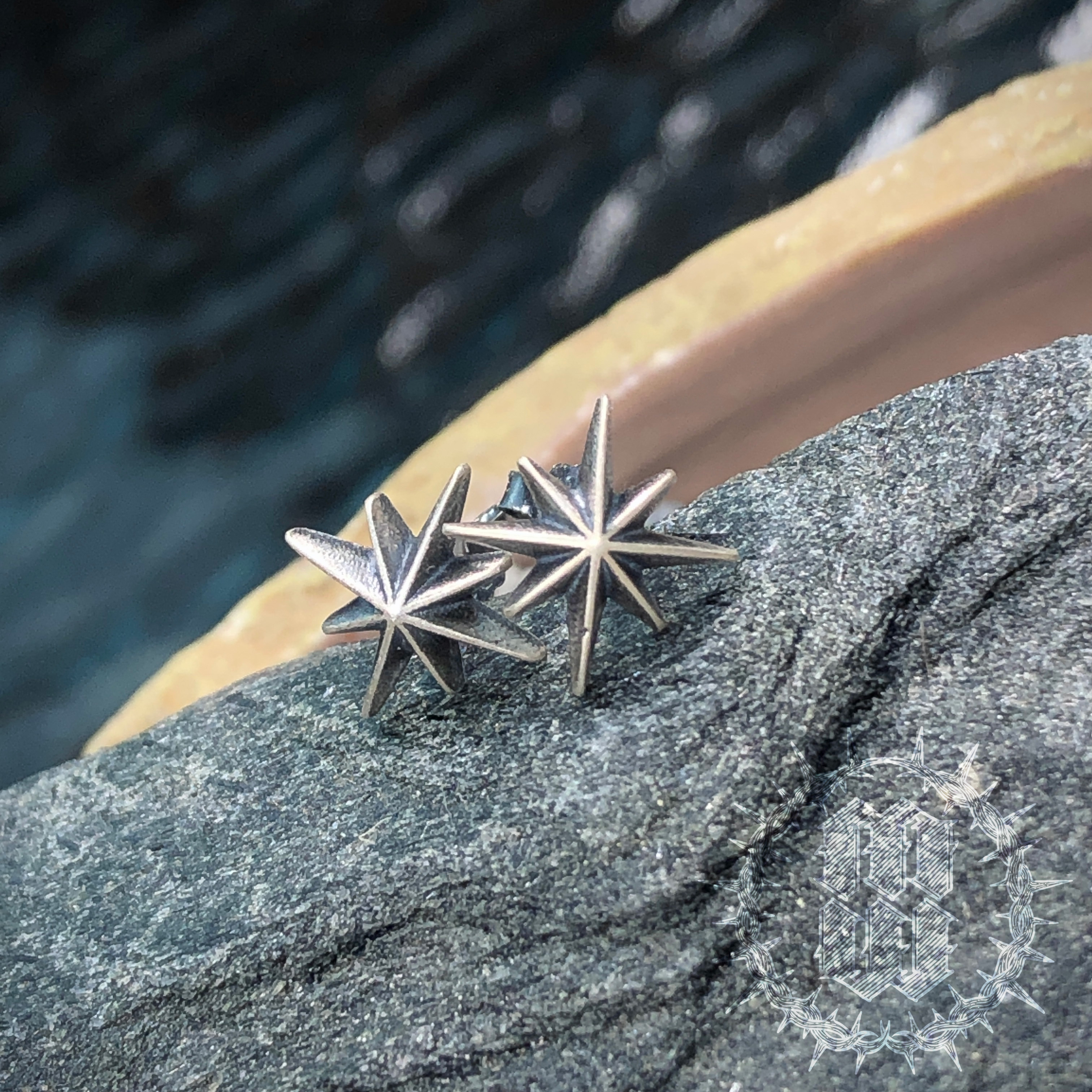 复古简约北极星纯银耳钉