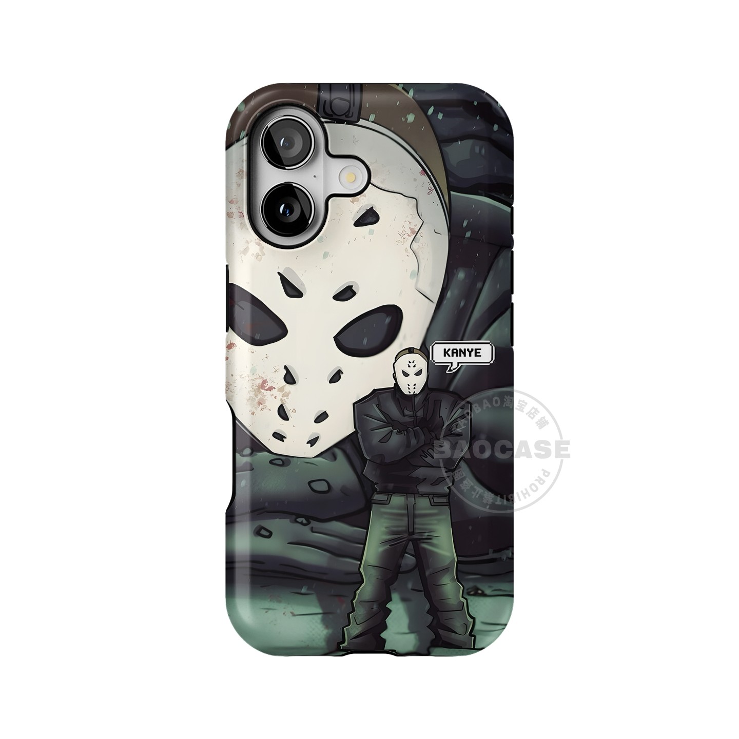 kanye侃爷面具适用iPhone15promax手机壳14pro苹果13磁吸12二合一菲林11全包16pro插画高级新款亮面