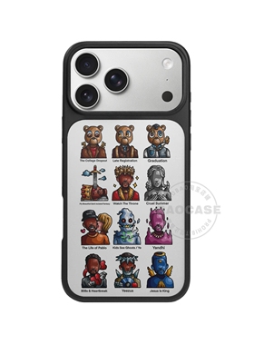 kanye侃爷卡通头像白色原创适用于苹果pro14防摔15全包12pro雾感磨砂13高级感保护套13软壳16promax手机壳