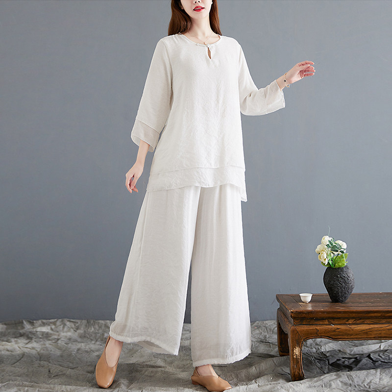 BUDDHIST WOMENS CLOTHING CHINESE STYLE ZEN CLOTHES PLAIN CLOTHES ZEN CLOTHES COTTON AND LINEN TANG CLOTHES HANFU WORK CLOTHES TEA CLOTHES WOMENS SUITS