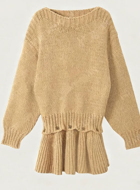 Forevercan女装2025新款玻洛尼亚毛衣+半裙可拆卸时髦针织连衣裙