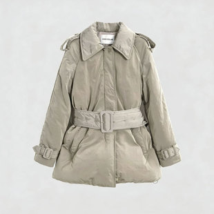 FOREVERCAN“艾格峰”鹅绒服蜂腰系带花苞羽绒裙冬法式轻奢上衣