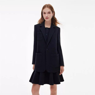 商场同款 西装 秋冬季 女神职业装 羊毛西服重要场合毛呢两件套裙 套装