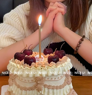 韩国ins生日蛋糕金色直蜡烛