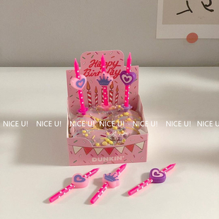 饰蜡烛 韩国ins粉色波点爱心生日蛋糕蜡烛小朋友派对装 nice