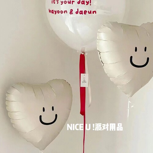 韩国ins爱心气球18寸奶油色系