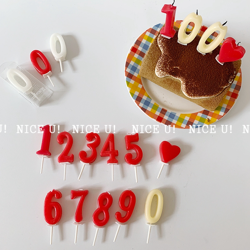 韩国代购ins红色数字蜡烛白色纪念日生日庆祝气氛装扮布置蜡烛