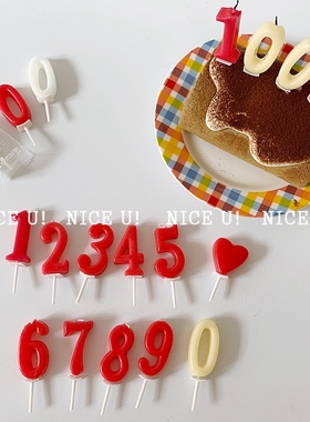 韩国代购ins红色数字蜡烛白色纪念日生日庆祝气氛装扮布置蜡烛