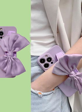 vivo适用y300Pro手机壳S20丝绸缎X200蝴蝶结手腕带y100紫色Y37Y36Y35Y77Y78Y53s背带S17 S16 Y31s挂绳x90Y55s