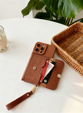 C55适用三星S24fe手机壳S25Ultra手提卡包S23S22S21S20零钱包A56皮质A55A54A53A52A36A35A34A25A24挂绳Note10