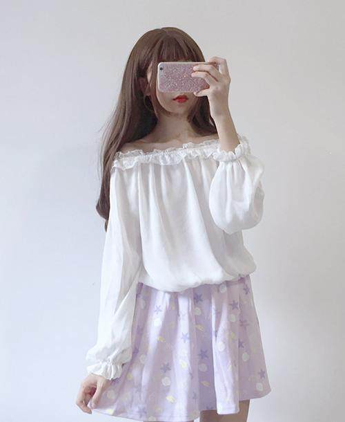 流行的秋季新款少女软妹宽松日系百搭蕾丝花边灯笼袖雪纺衫长袖上|ruв категории Женская одежда, кружева свитер/шифон рубашка - от Buy2taobao.com для оказания профессиональной услуги покупки агента Taobao
