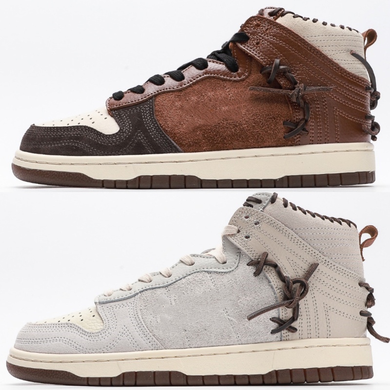 新款春夏男鞋高帮板鞋机能绑带缝合真皮轻便软底防滑休闲运动鞋女