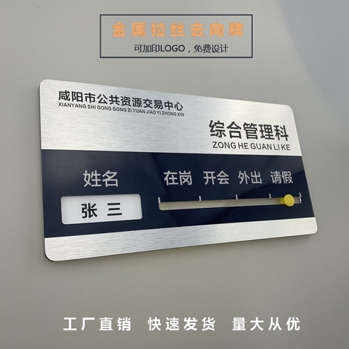 金属亚克力可更换人员定制去向牌