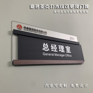 新款亚克力可更换门牌办公室科室牌磨砂替换公司标识牌设计定制做
