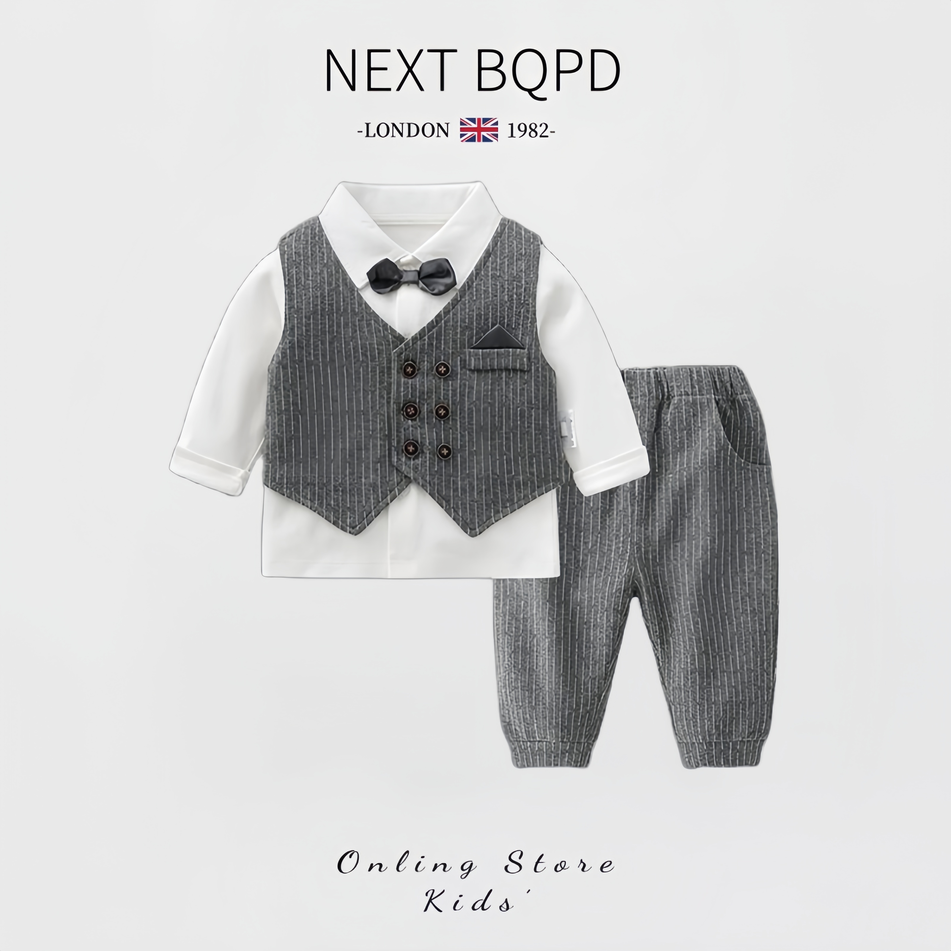 英国NEXT男童绅士小西装秋冬男宝宝英伦风西服套装一周岁生日礼服