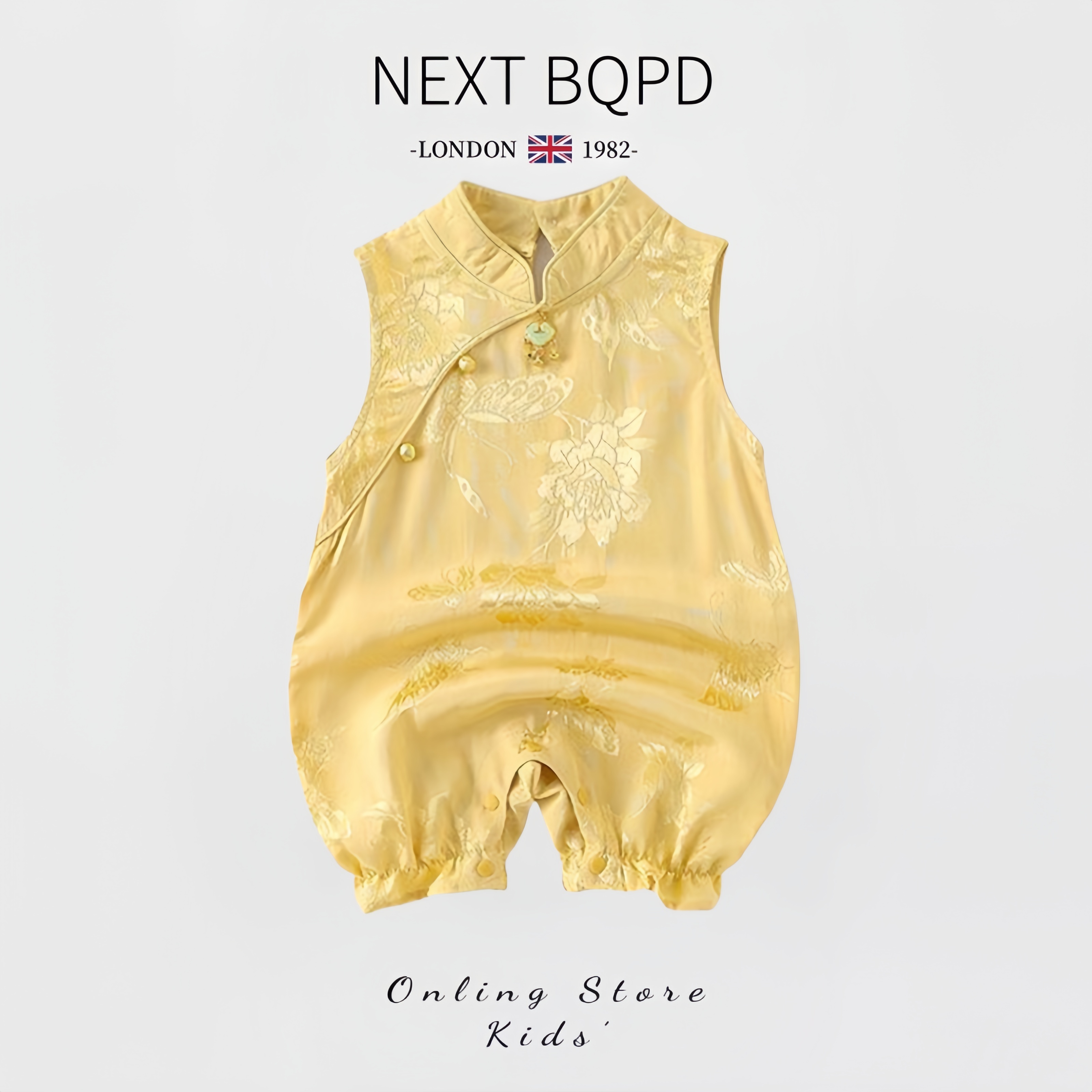 NEXT BQPD婴儿夏季无袖连体衣抓周服宝宝满月百天爬服中国风礼服