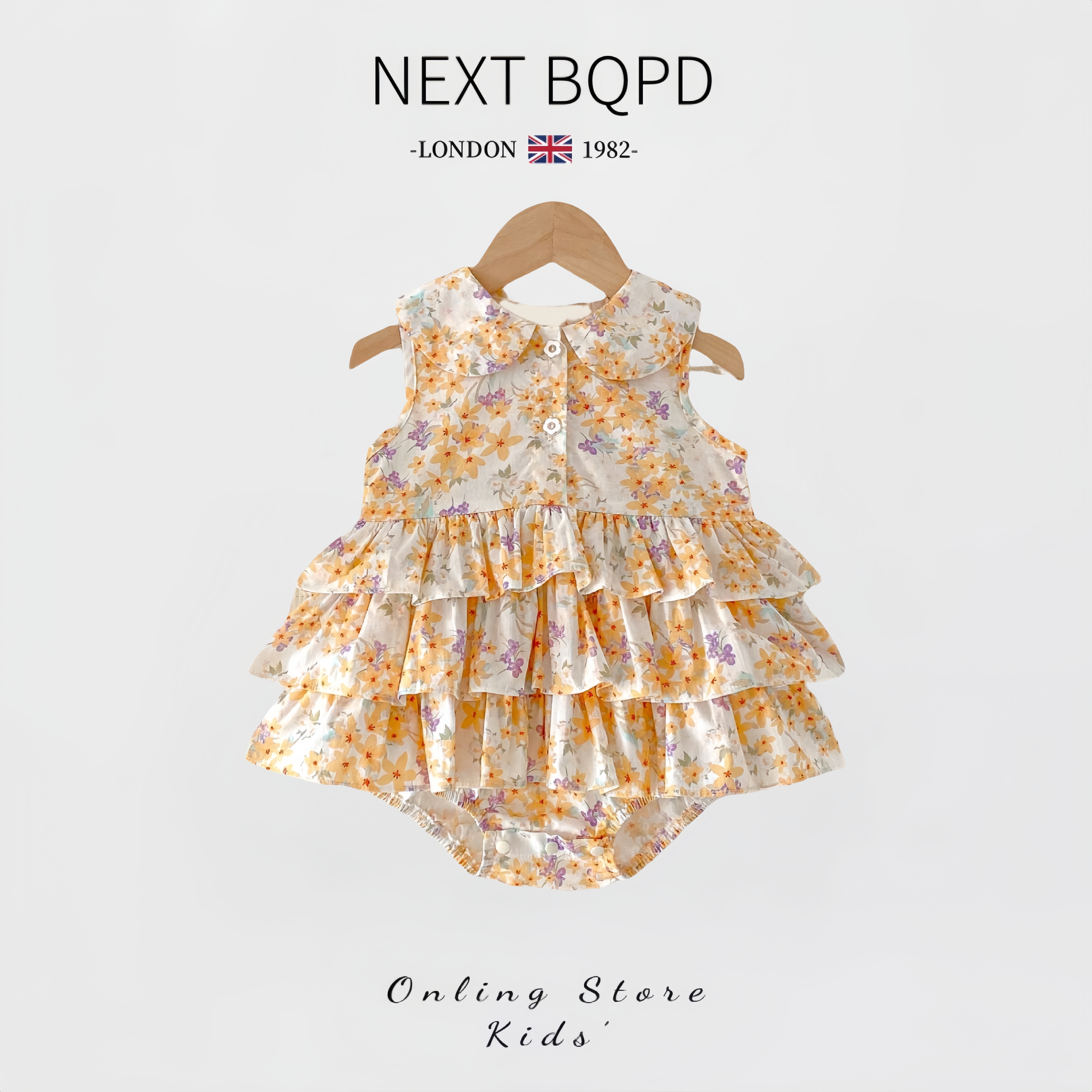 英国NEXT婴儿纯棉衣服夏季吊带女宝宝公主包屁裙外出满月周岁礼服