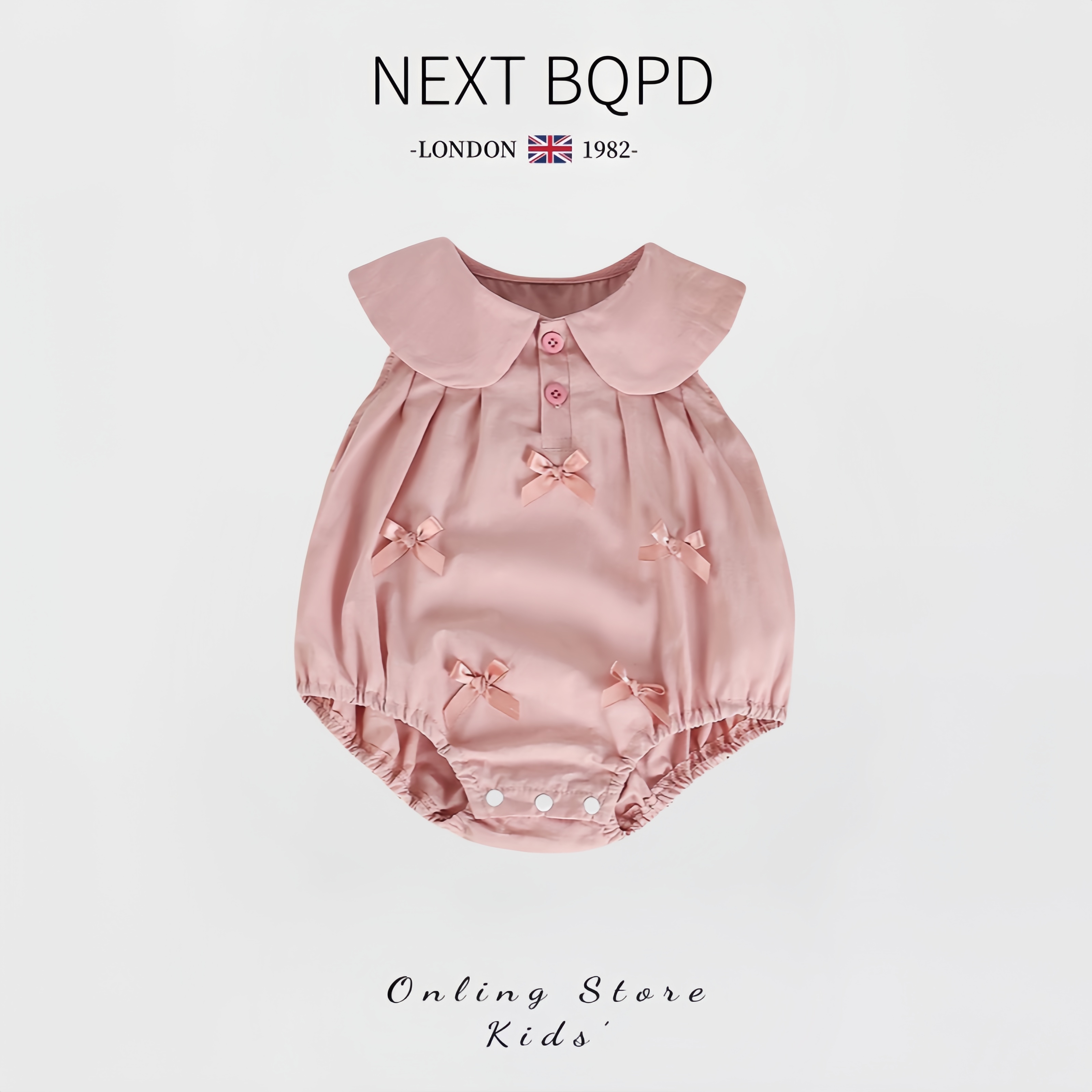英国NEXTBQPD婴儿蝴蝶结包屁衣夏季女宝宝可爱公主连体衣周岁礼服