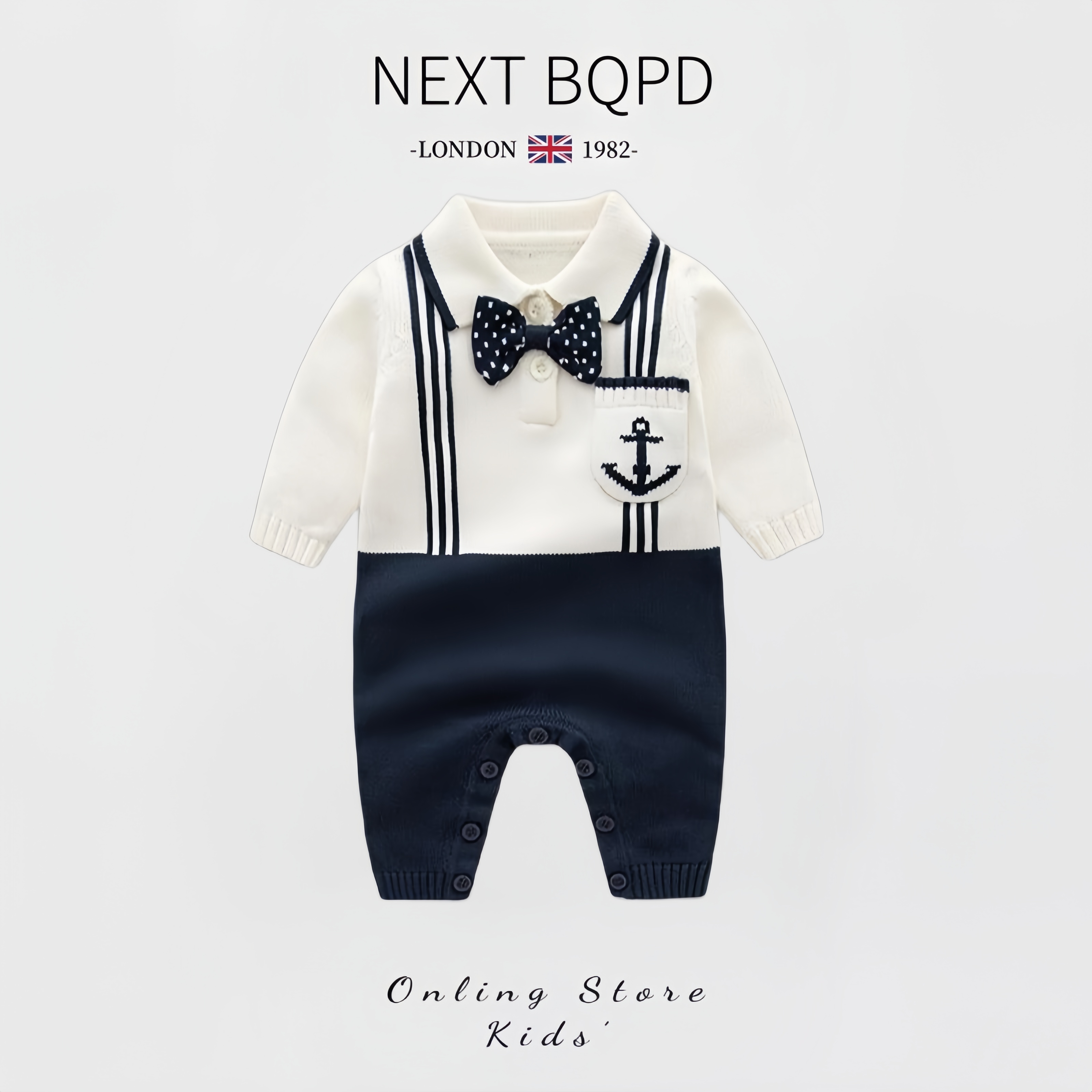 英国NEXT婴儿针织连体衣秋冬保暖毛衣周岁男宝宝礼服绅士哈衣纯棉