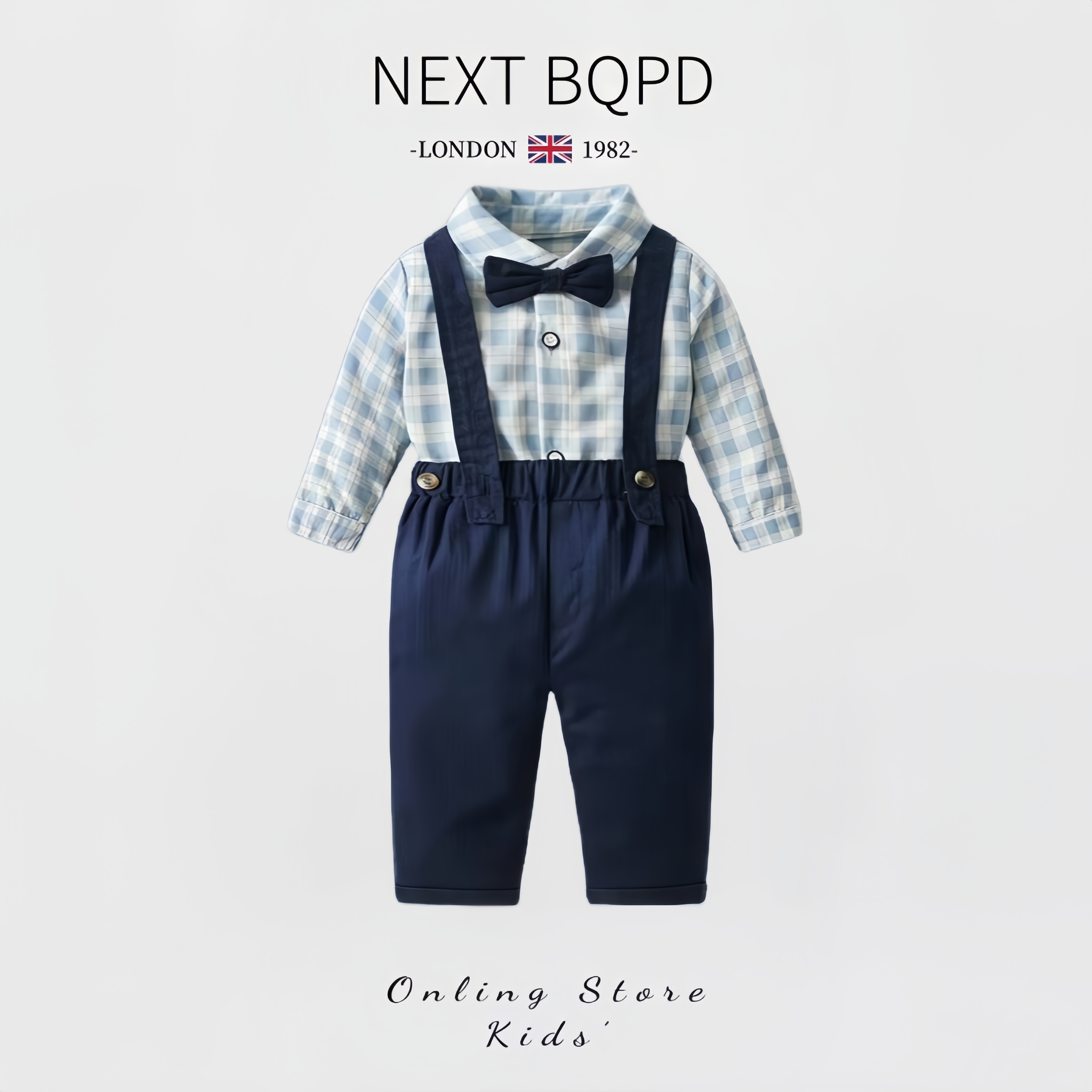 英国NEXT男宝宝英伦风小西装秋冬男童绅士背带裤套装周岁生日礼服