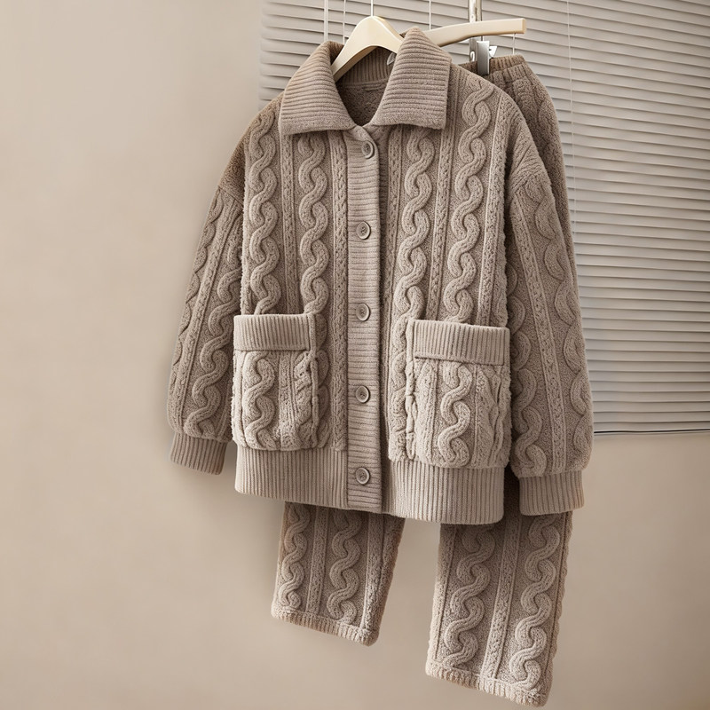 睡衣男士珊瑚绒秋冬季加厚加绒青少年保暖法兰绒高级感家居服套装