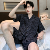 薄款 短裤 男士 男生夏天黑色家居服大码 睡衣男夏季 套装 冰丝睡衣短袖