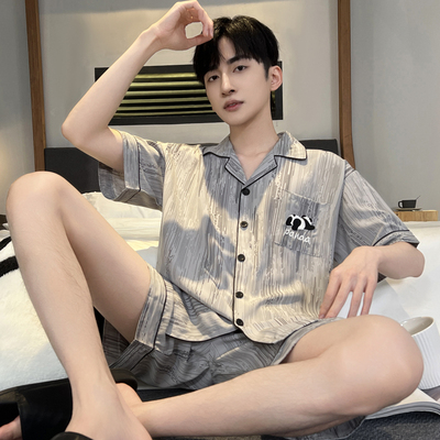 睡衣男款2025新款夏季冰丝短袖短裤薄款男士青少年家居服套装夏天