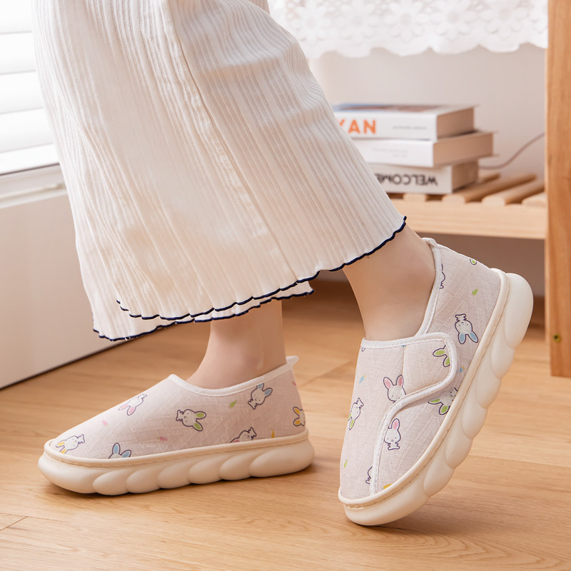 月子鞋夏薄款产妇大码包跟厚底防滑棉拖鞋女居家春秋季软底产后鞋