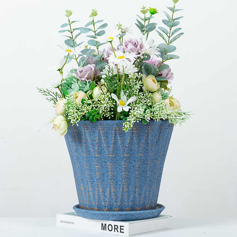 加厚28厘米陶瓷花盆清仓大码特大号家用绿植盆栽盆带托盘创意陶盆