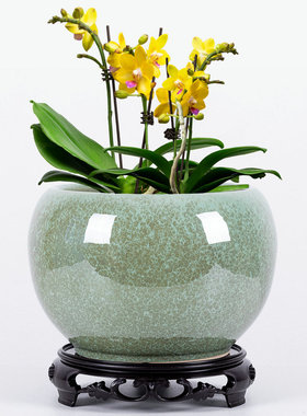 北欧花盆简约室内陶瓷带托盘球形大号特大清仓个性吊兰绿萝兰花盆