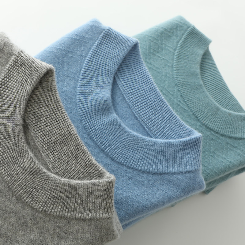 남성용 100% 순수 울 스웨터 두꺼운 겨울 하프 터틀넥 라운드 넥 자카드 니트 스웨터 남성용 마름모 청소년 인기