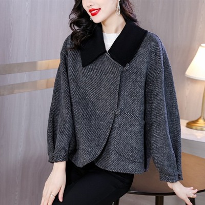 小香风短款毛呢外套女士小个子2024新款爆款春秋冬季双面呢子大衣