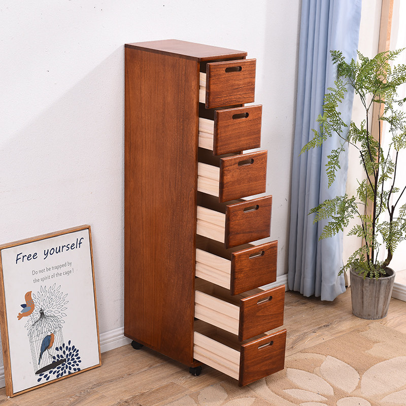 裂缝收纳柜3542实木抽屉式多层收纳柜客厅卧室浴室窄柜
