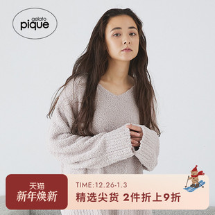 gelato PWNT245348 pique秋冬女睡衣柔软半边绒纯色套头衫