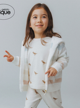 gelato pique春夏儿童睡衣半边绒条纹连帽卫衣PKNT241400