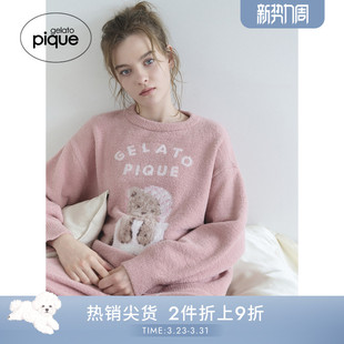 PWNT254110 女睡衣半边绒晚安小熊套头衫 gelato pique25秋冬新品