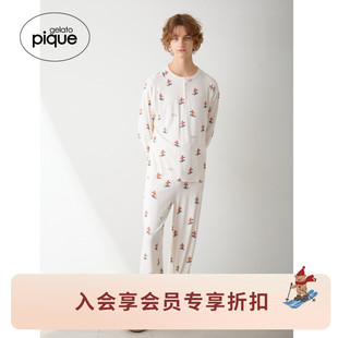 T恤PMCT255255 男睡衣滑雪小熊满印长袖 gelato pique25秋冬新品