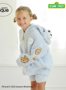 gelato pique秋冬儿童睡衣套装芝麻街甜饼怪连帽PKNT245421