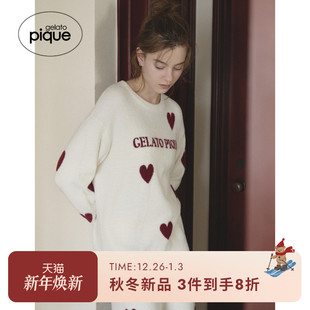 家居服PWNT254106 女睡衣半边绒爱心套头衫 gelato pique25秋冬新品