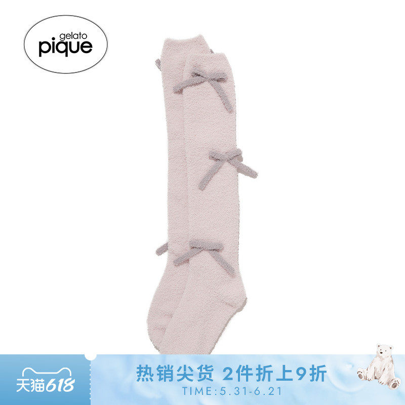 gelato pique25秋冬新品女袜子半边绒蝴蝶结地板袜居家PWGS255528